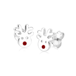 Elli "Ohrstecker Hirsch | Kristall ( Rot )<Kinder Kinderschmuck