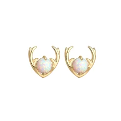 Elli "Ohrstecker Hirsch | Opal ( Weiß )< Ohrringe|Vergoldet