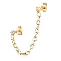 Elli "Ohrstecker Kette | Kristall (Weiß)< Ohrringe|Silber