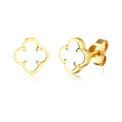 Elli "Ohrstecker Kleeblatt | Emaille (Weiß)< Symbol-schmuck|Ohrringe