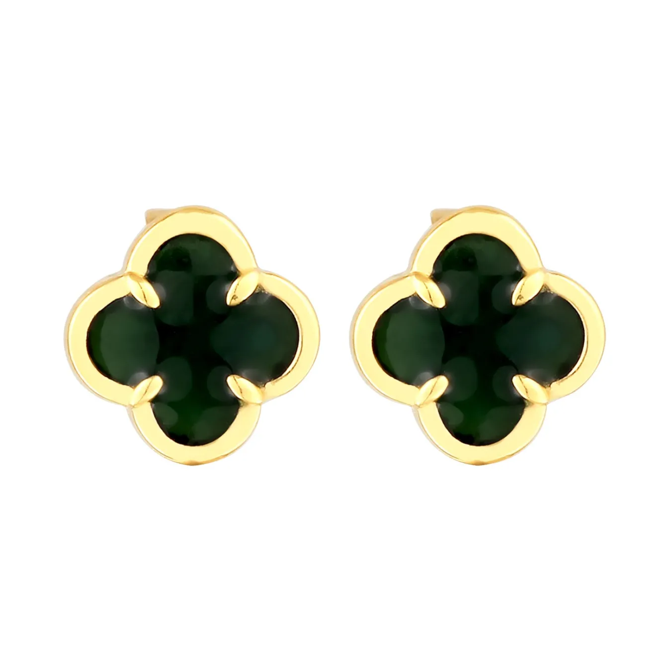 Elli "Ohrstecker Kleeblatt | Emaille (Weiß)< Symbol-schmuck|Ohrringe