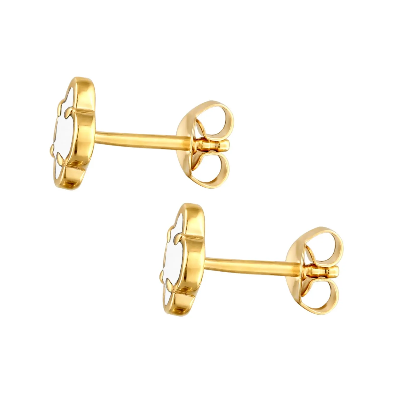 Elli "Ohrstecker Kleeblatt | Emaille (Weiß)< Symbol-schmuck|Ohrringe