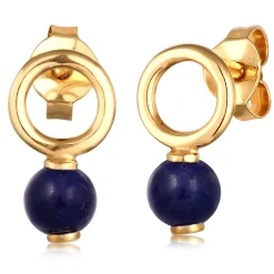 Elli "Ohrstecker Kreis | Lapis Lazuli (Blau)< Vergoldet|Ohrringe