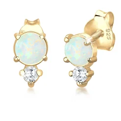 Elli "Ohrstecker Kreis | Opal ( Weiß )< Vergoldet|Ohrringe