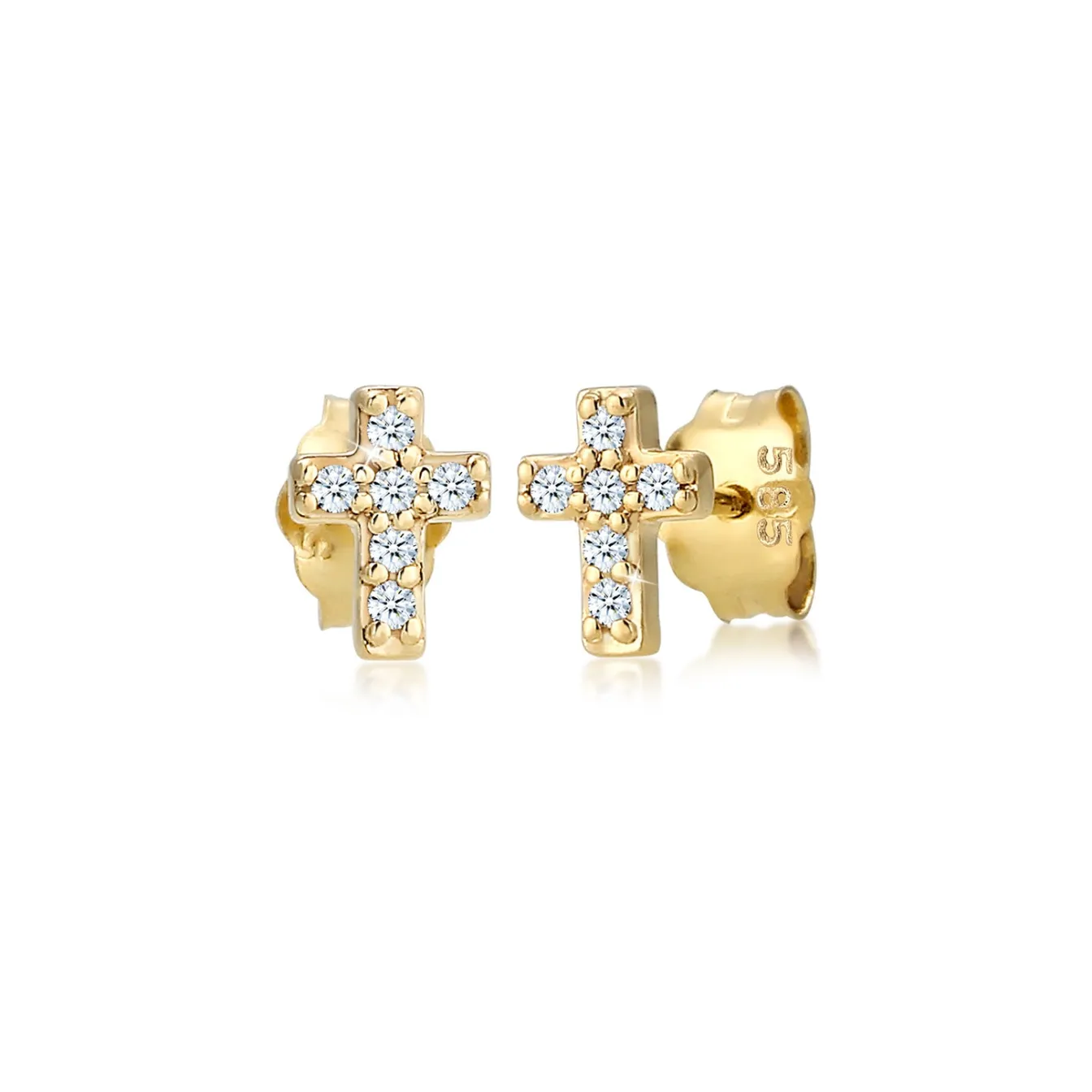 Elli "Ohrstecker Kreuz | Diamant ( Weiß, 0,06 ct )< Symbol-schmuck|Ohrringe