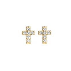 Elli "Ohrstecker Kreuz | Diamant ( Weiß, 0,06 ct )< Symbol-schmuck|Ohrringe