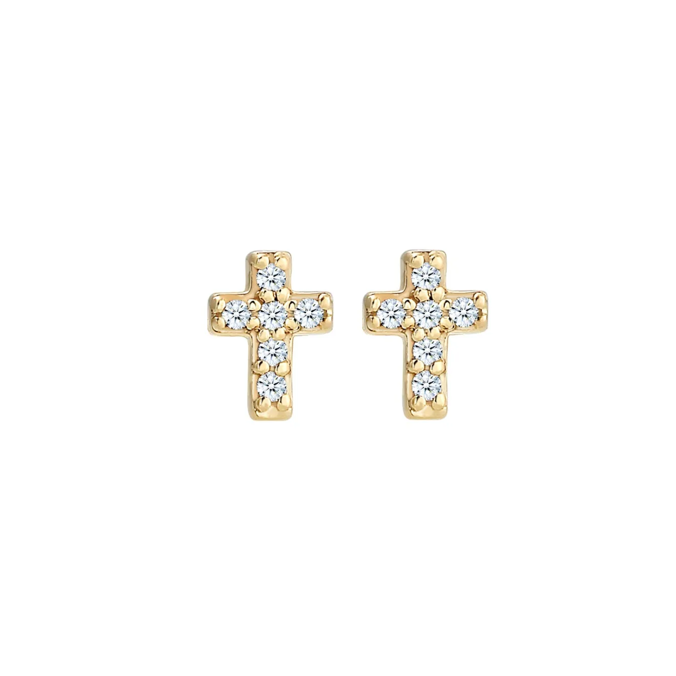 Elli "Ohrstecker Kreuz | Diamant ( Weiß, 0,06 ct )< Symbol-schmuck|Ohrringe