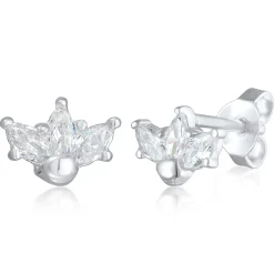 Elli "Ohrstecker Krone | Zirkonia (Weiß)< Symbol-schmuck|Ohrringe