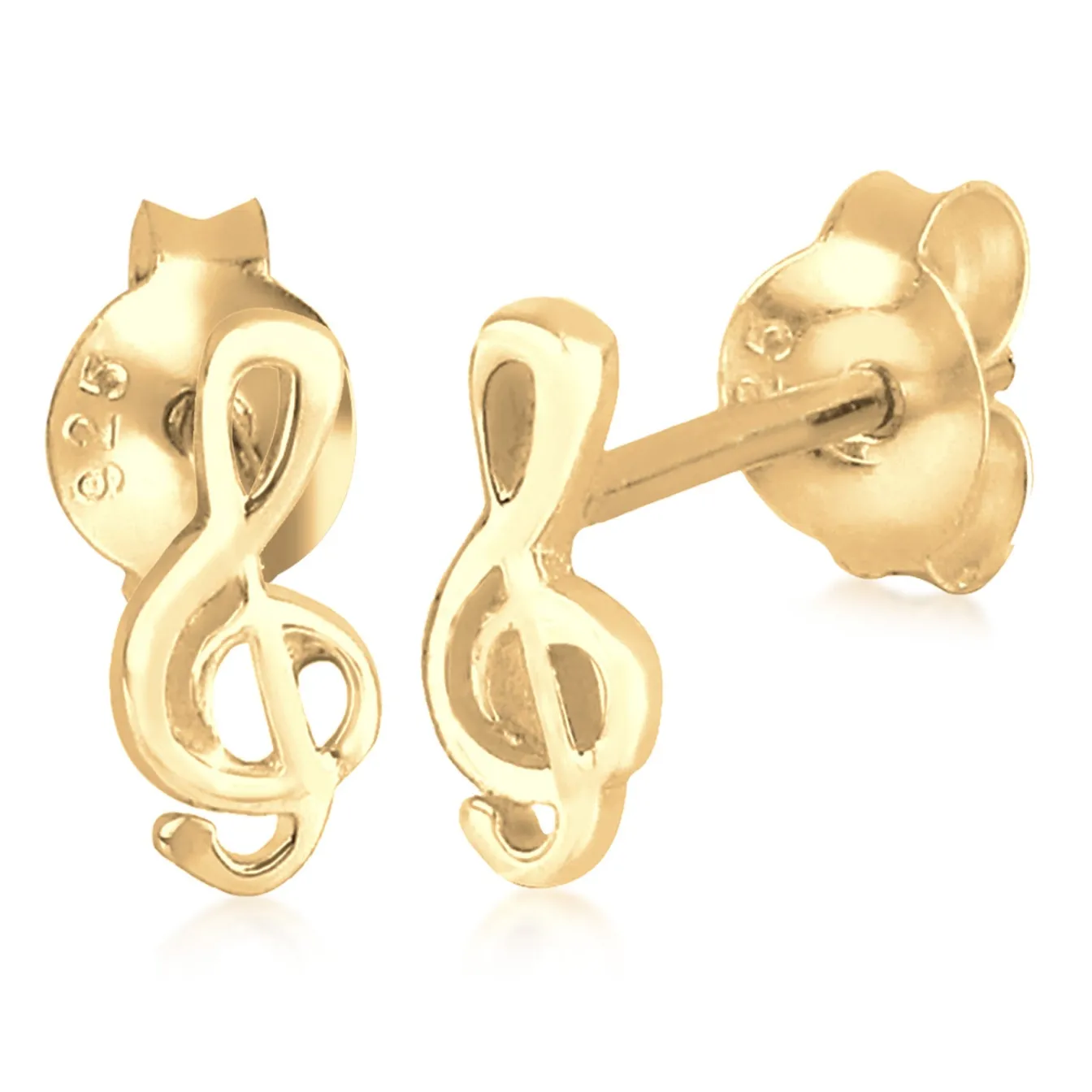 Elli "Ohrstecker Notenschlüssel< Vergoldet|Symbol-schmuck