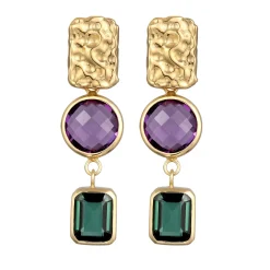 Elli "Ohrstecker Organic | Amethyst & Quarz< Vergoldet|Ohrringe