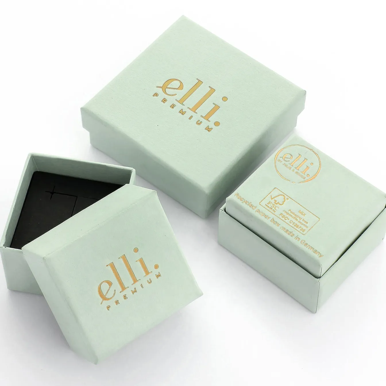 Elli "Ohrstecker Organic | Synthetischer Smaragd & Zirkonia (Grün & Weiß)< Vergoldet|Ohrringe