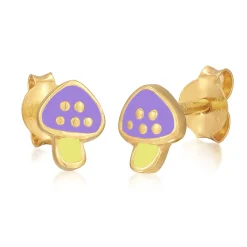 Elli "Ohrstecker Pilz | Emaille (Lila)< Symbol-schmuck|Ohrringe