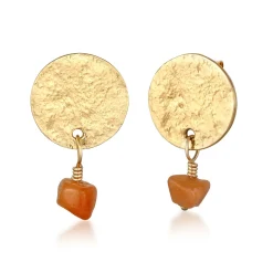 Elli "Ohrstecker Plättchen | Aventurin (Braun)< Vergoldet|Ohrringe