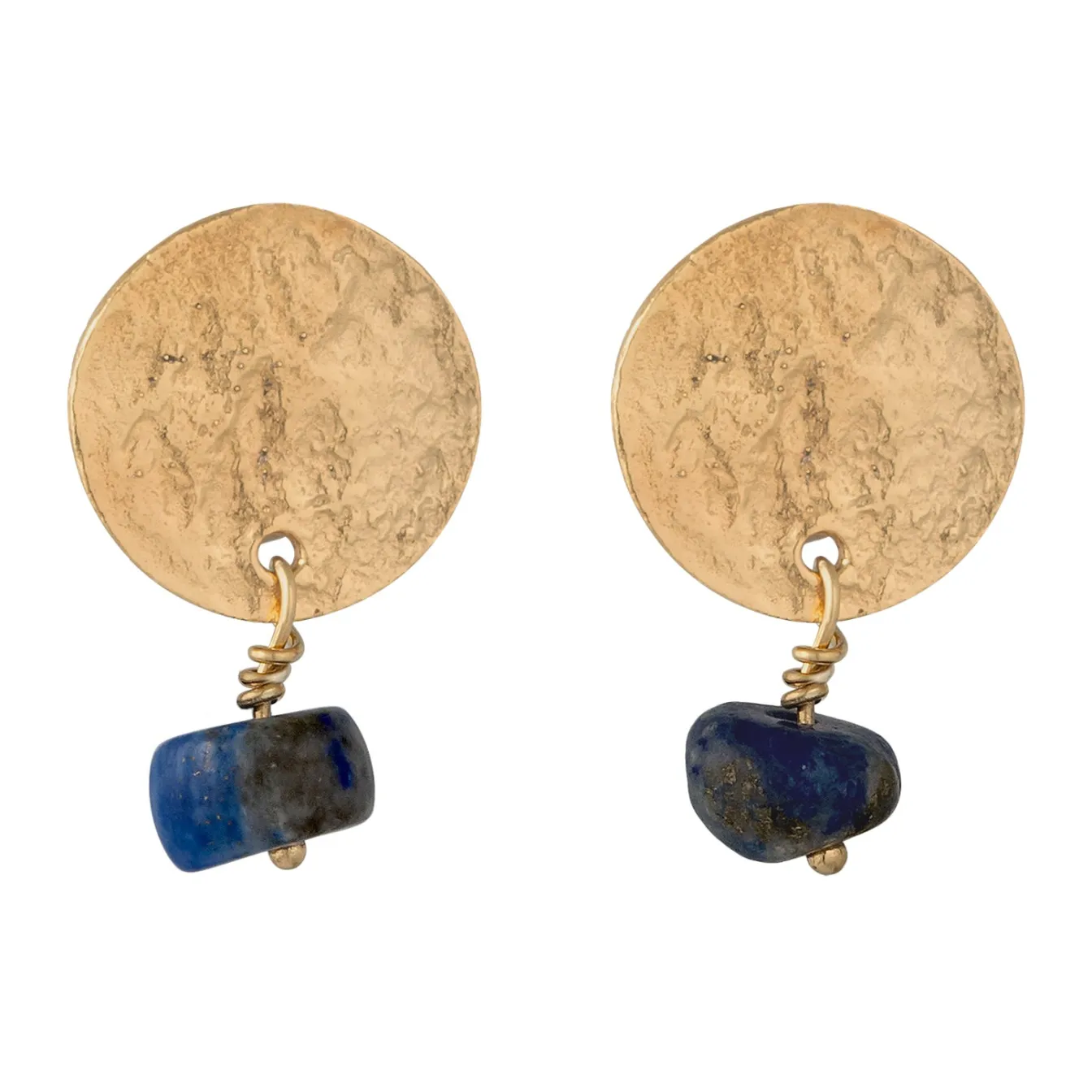 Elli "Ohrstecker Plättchen | Lapis Lazuli (Blau)< Vergoldet|Ohrringe