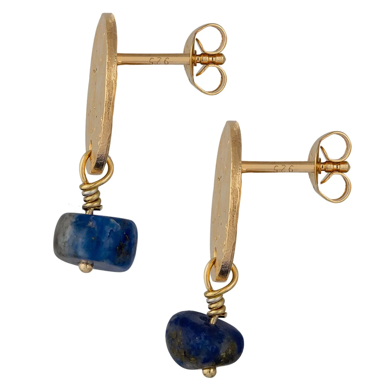 Elli "Ohrstecker Plättchen | Lapis Lazuli (Blau)< Vergoldet|Ohrringe