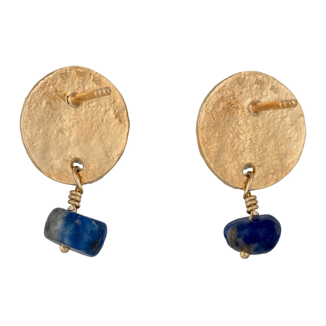 Elli "Ohrstecker Plättchen | Lapis Lazuli (Blau)< Vergoldet|Ohrringe