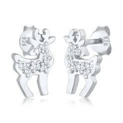 Elli "Ohrstecker Rentier | Zirkonia (Weiß)< Ohrringe|Silber