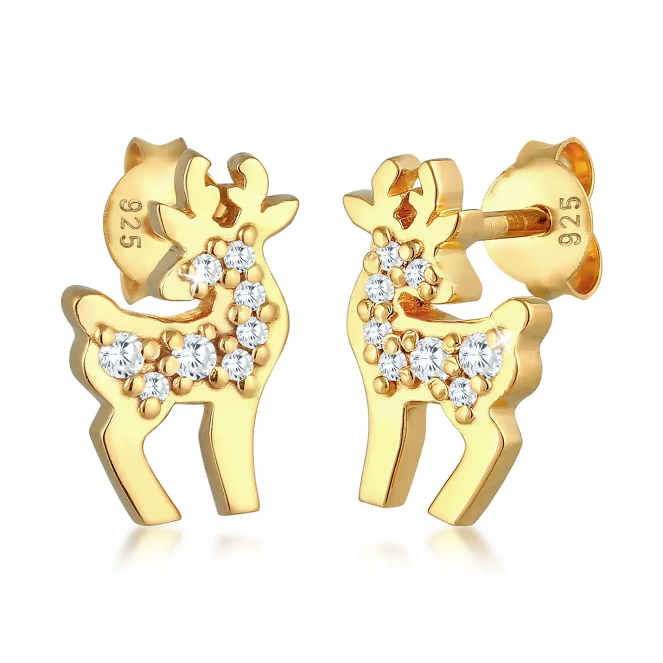 Elli "Ohrstecker Rentier | Zirkonia (Weiß)< Ohrringe|Silber