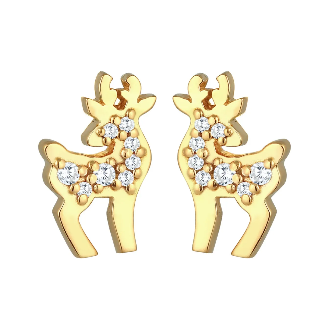 Elli "Ohrstecker Rentier | Zirkonia (Weiß)< Ohrringe|Silber
