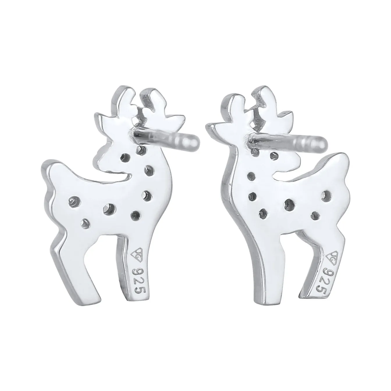 Elli "Ohrstecker Rentier | Zirkonia (Weiß)< Ohrringe|Silber