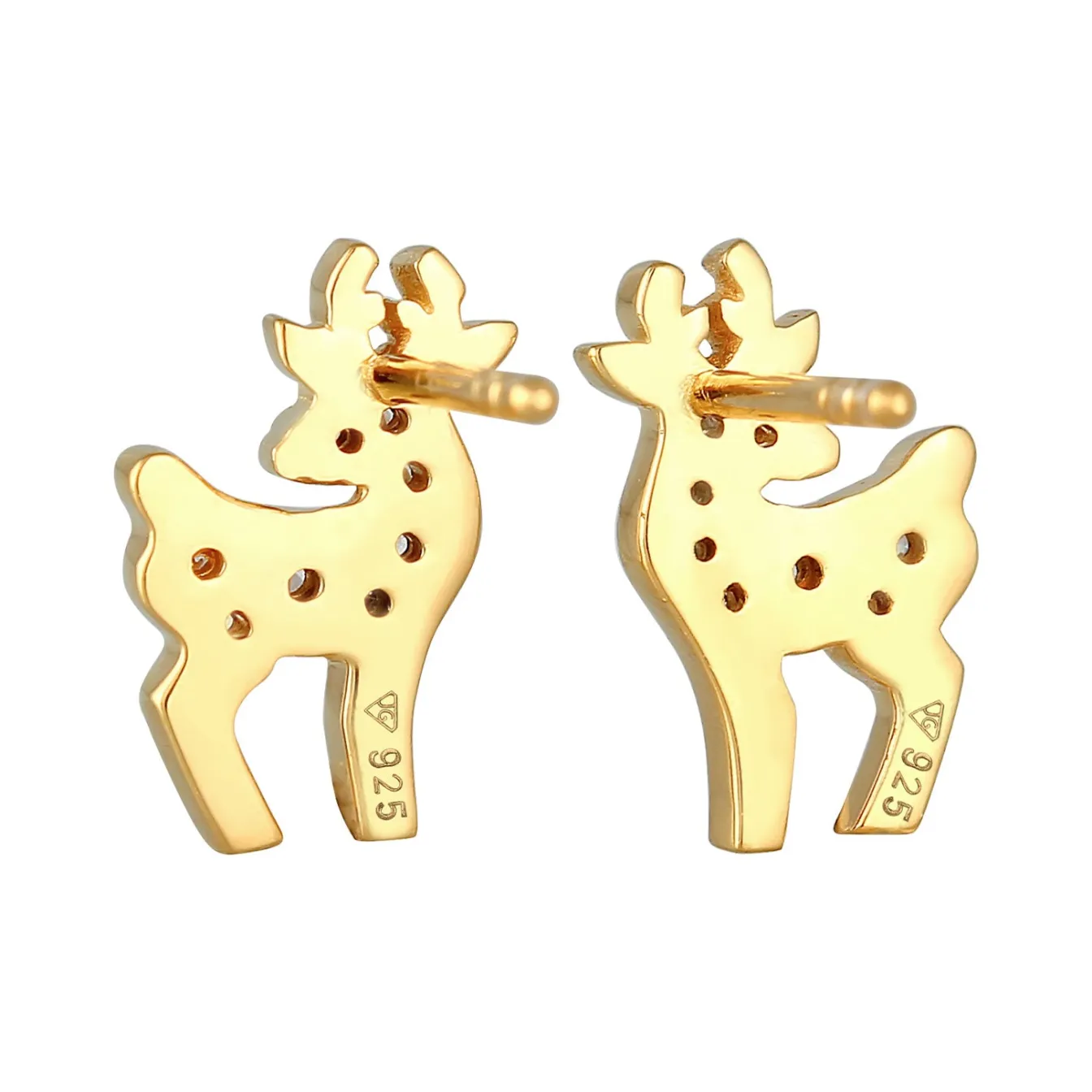 Elli "Ohrstecker Rentier | Zirkonia (Weiß)< Ohrringe|Silber
