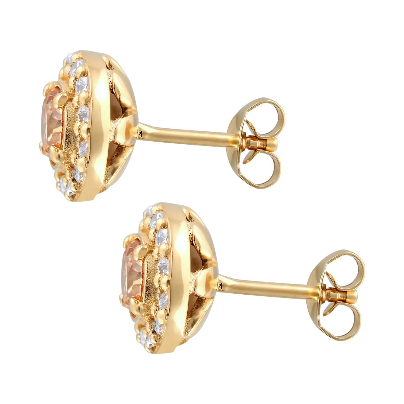 Elli "Ohrstecker Rund | Morganite, Topas (Pfirsich, Weiß)< Vergoldet|Ohrringe