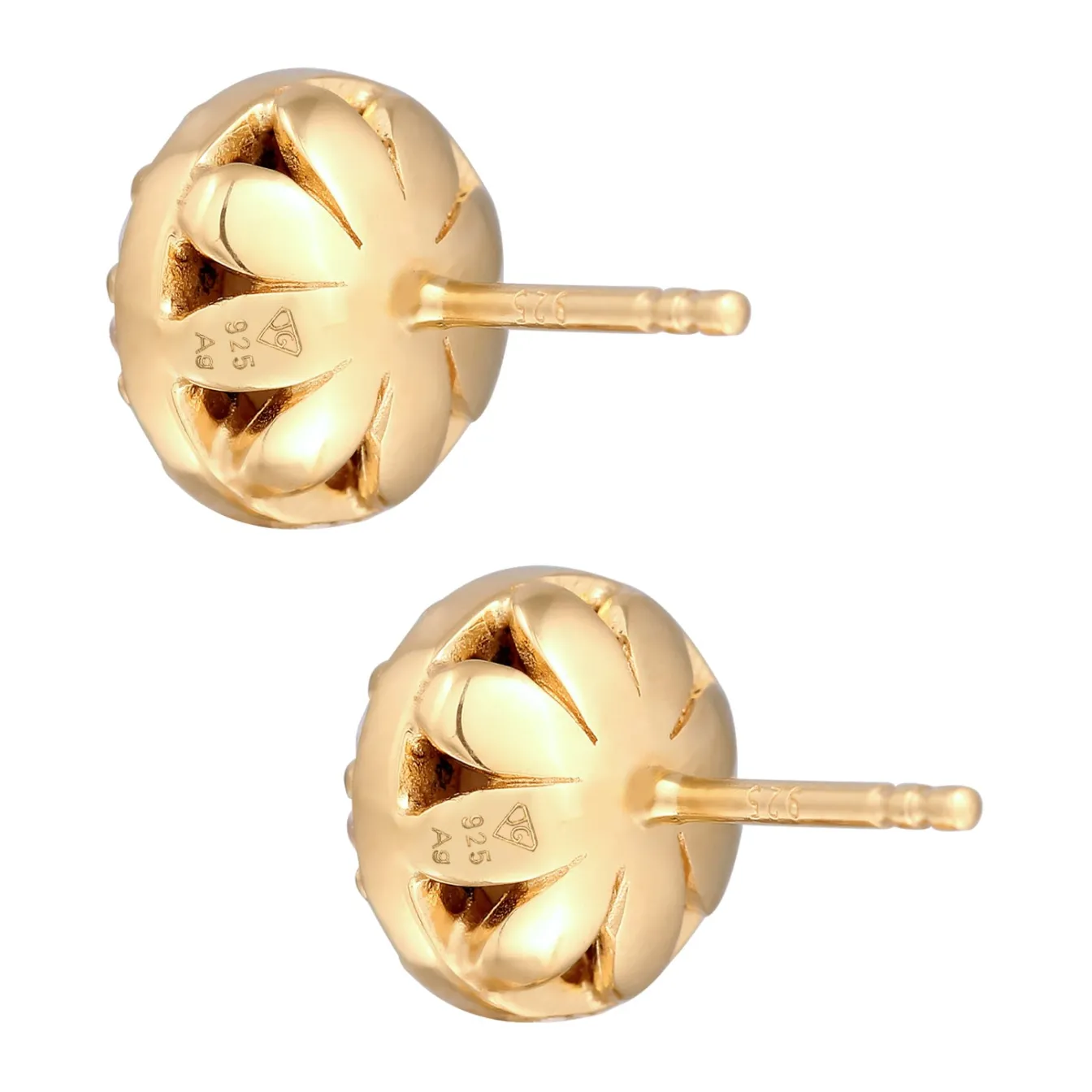 Elli "Ohrstecker Rund | Morganite, Topas (Pfirsich, Weiß)< Vergoldet|Ohrringe