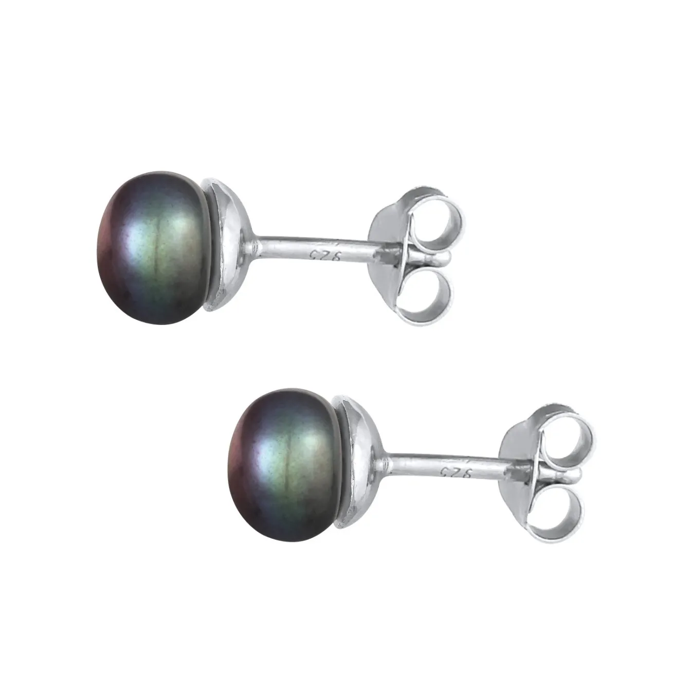 Elli "Ohrstecker Rund | Süßwasserzuchtperle (Grau)< Perlen|Ohrringe