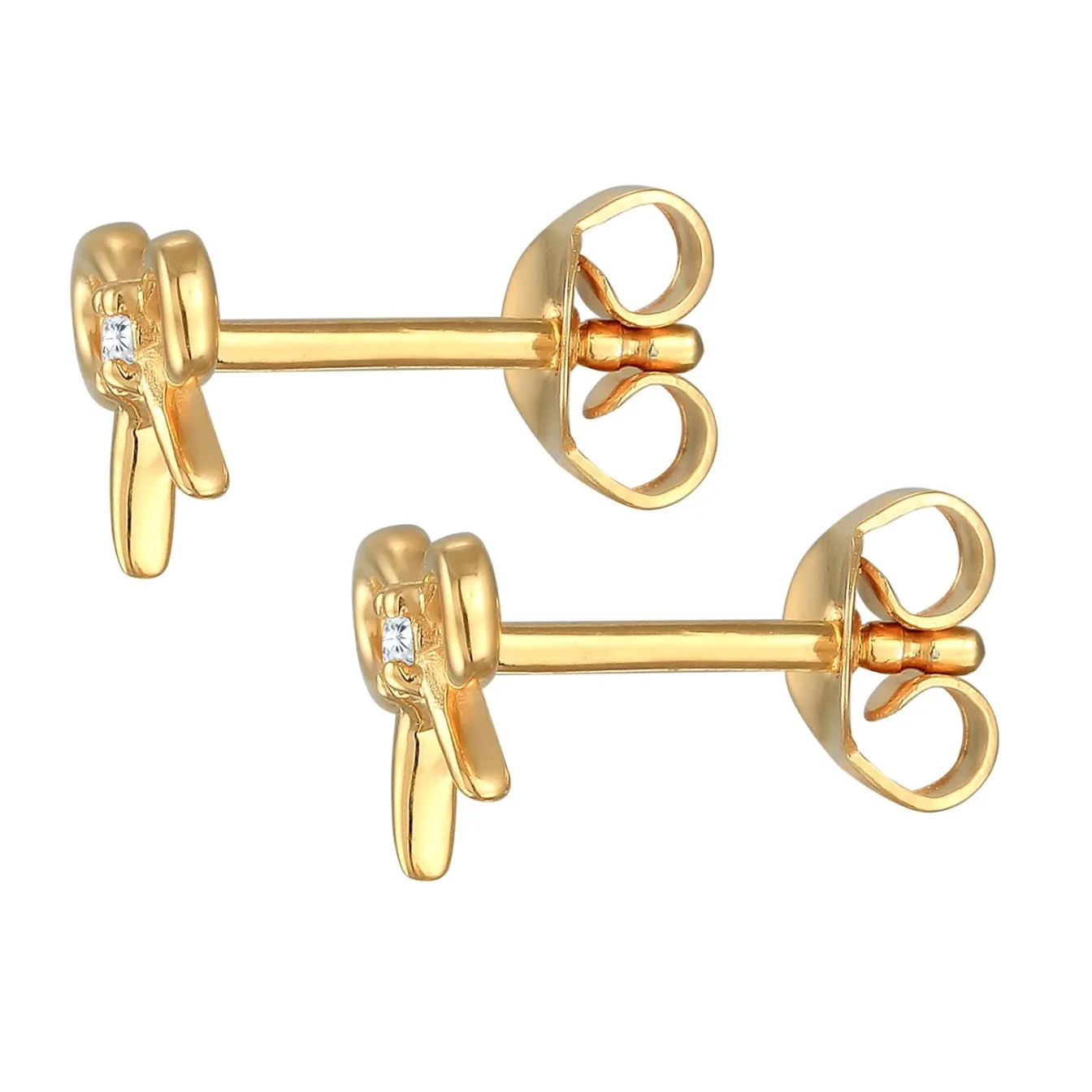 Elli "Ohrstecker Schleife | Zirkonia (Weiß)< Vergoldet|Symbol-schmuck