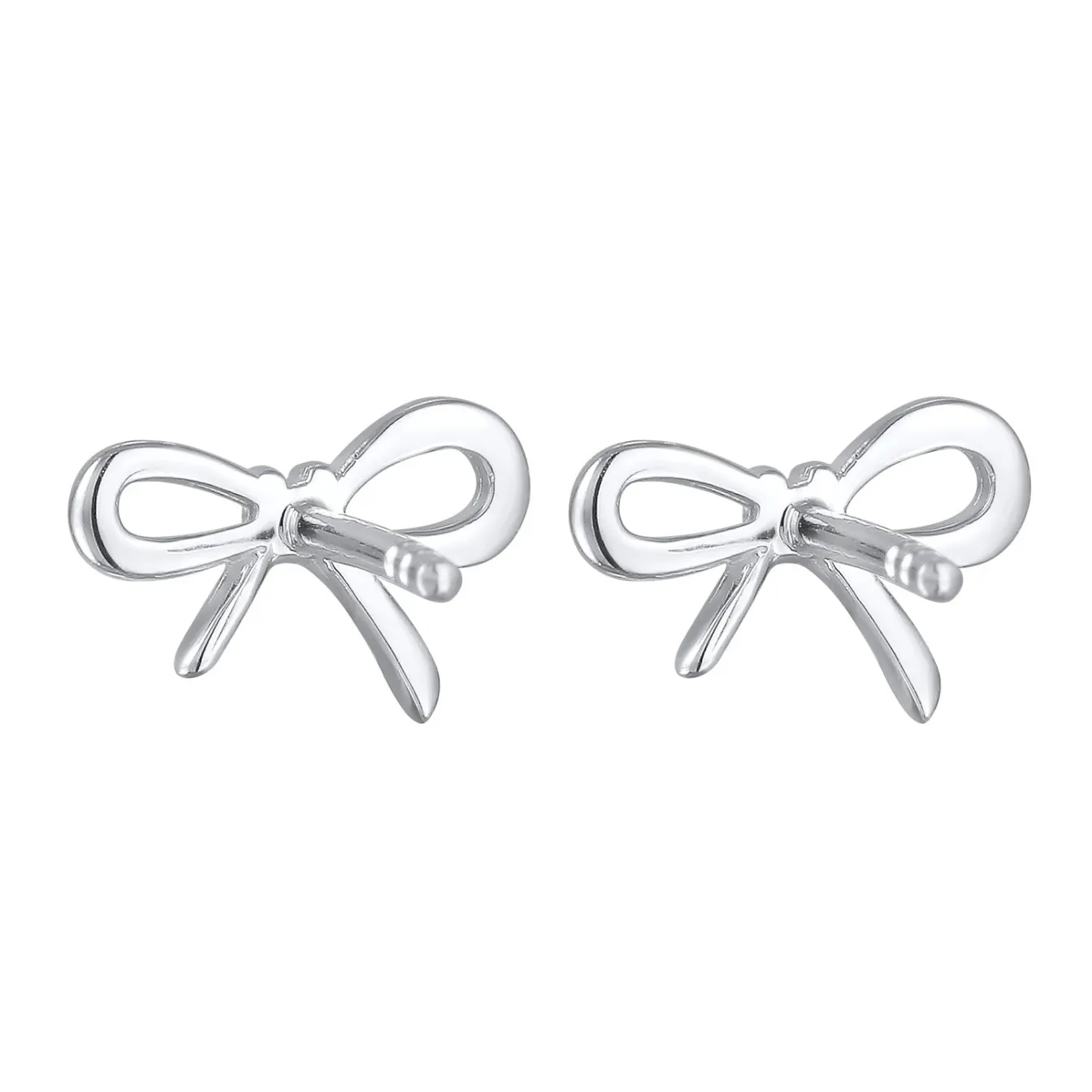 Elli "Ohrstecker Schleife | Zirkonia (Weiß)< Vergoldet|Symbol-schmuck