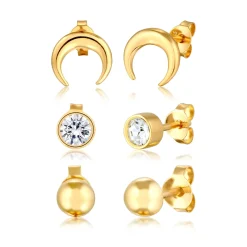Elli "Ohrstecker Set Astro | Glas Kristalle (Weiß)< Vergoldet|Symbol-schmuck