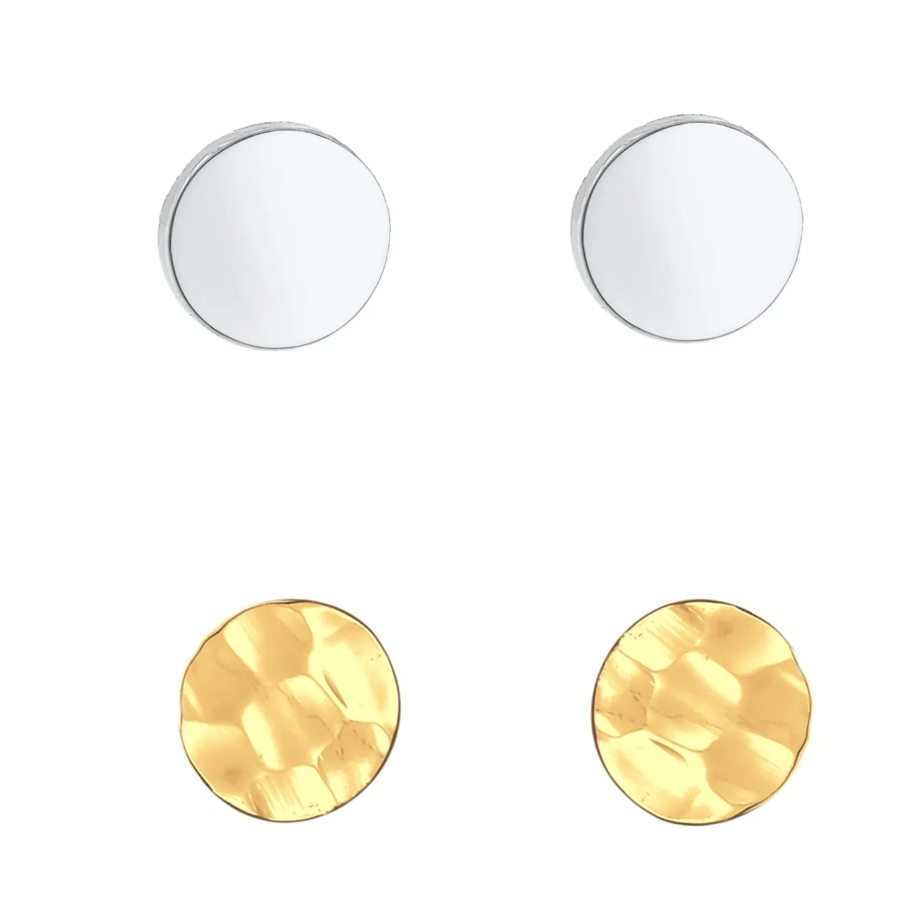 Elli "Ohrstecker Set Gehämmert & Glänzend< Roségold|Ohrringe
