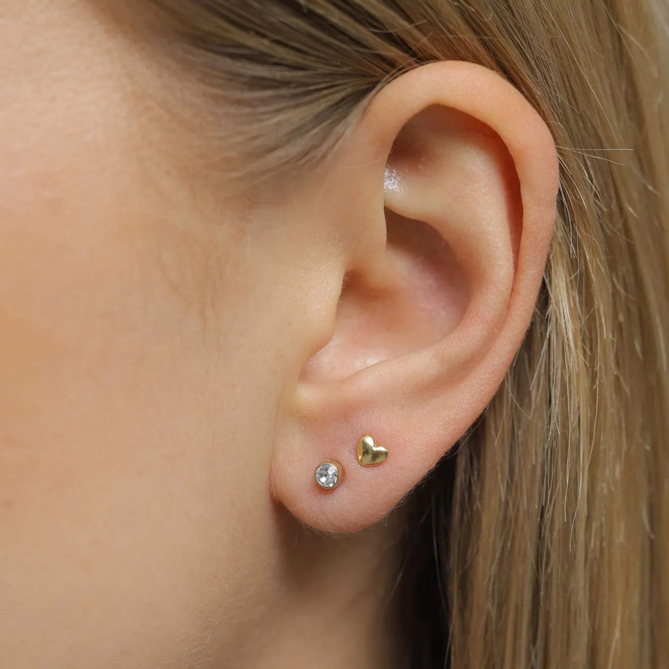Elli "Ohrstecker Set Herz | Kristall (Weiß)< Vergoldet|Symbol-schmuck
