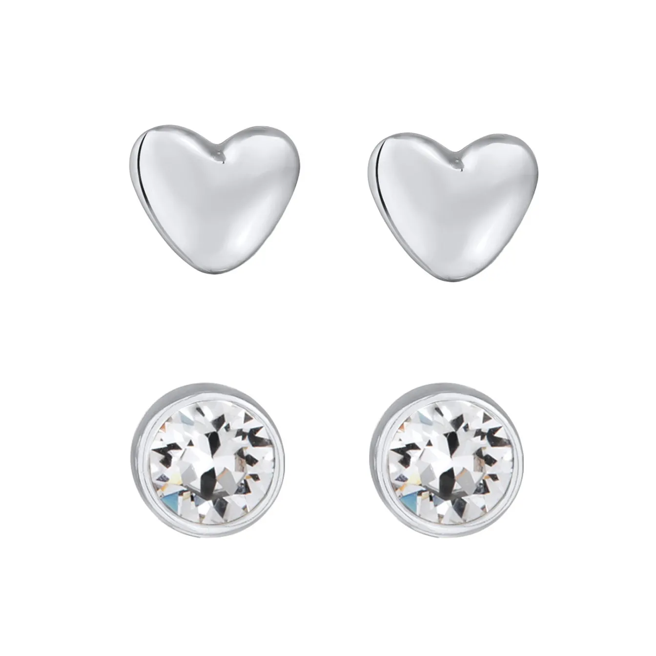 Elli "Ohrstecker Set Herz | Kristall (Weiß)< Vergoldet|Symbol-schmuck
