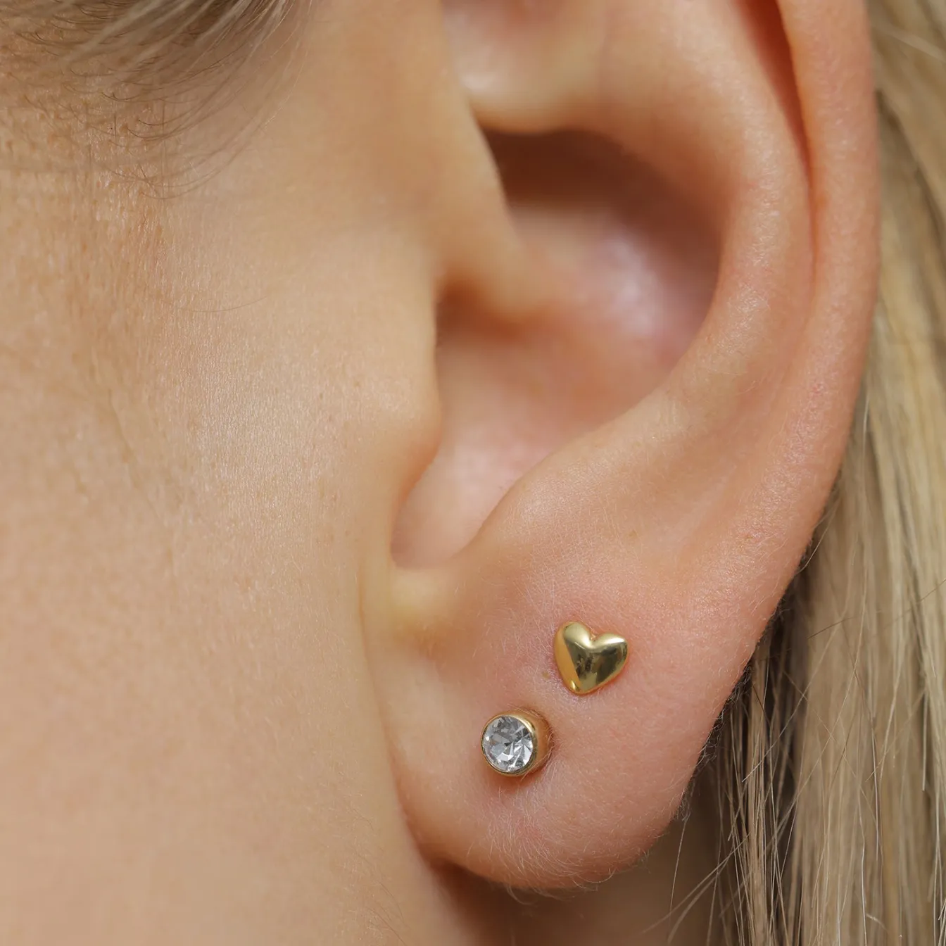 Elli "Ohrstecker Set Herz | Kristall (Weiß)< Vergoldet|Symbol-schmuck