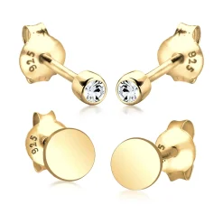 Elli "Ohrstecker Set Plättchen | Zirkonia (Weiß)< Ohrringe|Silber