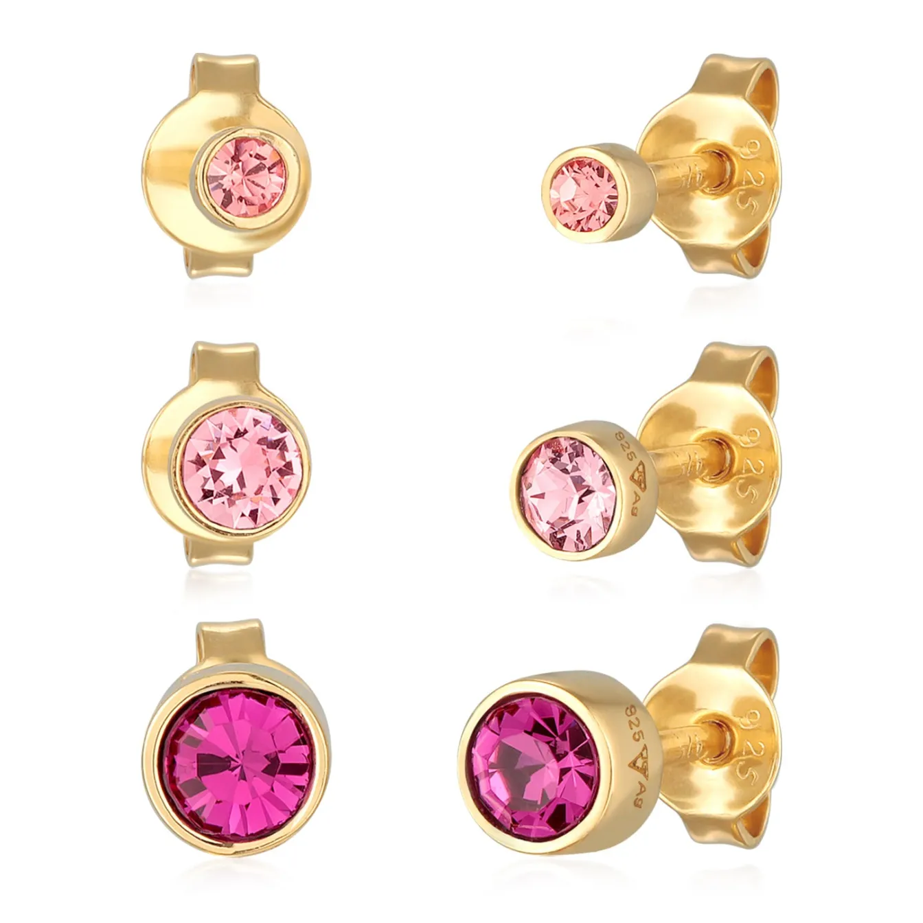 Elli "Ohrsteckerset Basic | Kristallen (Rosa)< Ohrringe|Silber