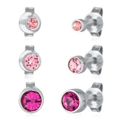 Elli "Ohrsteckerset Basic | Kristallen (Rosa)< Ohrringe|Silber