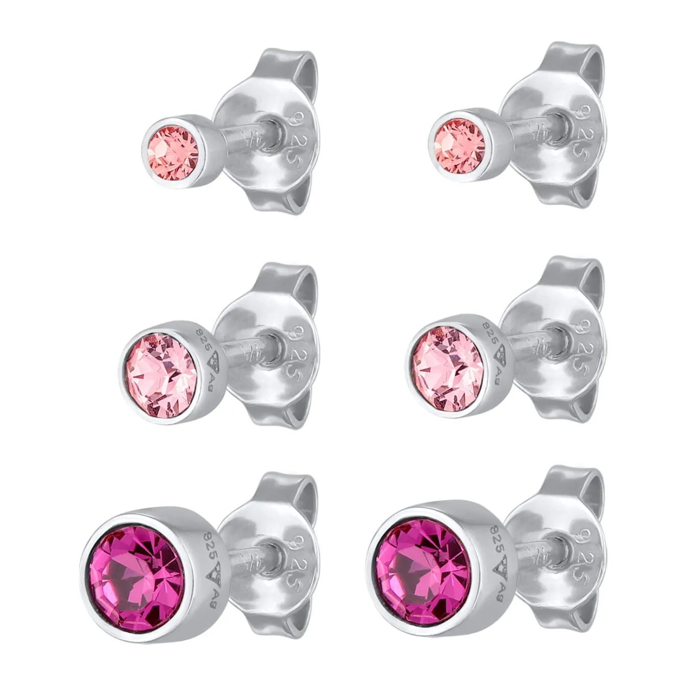 Elli "Ohrsteckerset Basic | Kristallen (Rosa)< Ohrringe|Silber