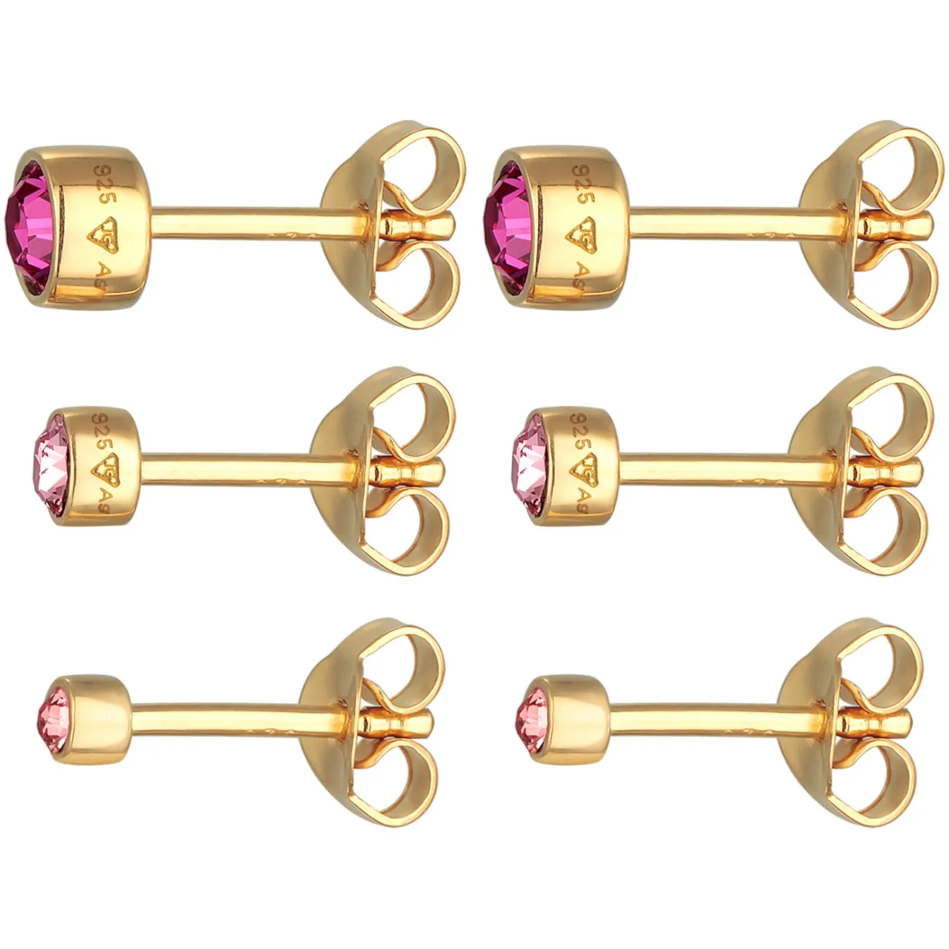 Elli "Ohrsteckerset Basic | Kristallen (Rosa)< Ohrringe|Silber