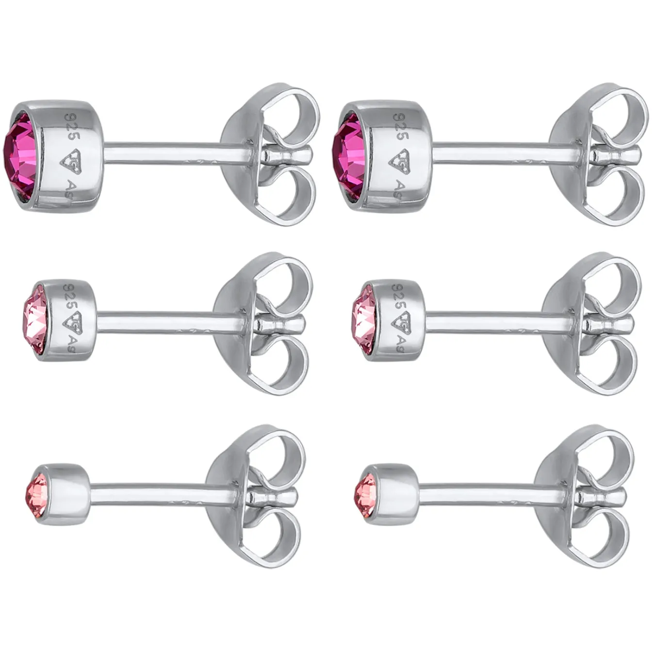 Elli "Ohrsteckerset Basic | Kristallen (Rosa)< Ohrringe|Silber