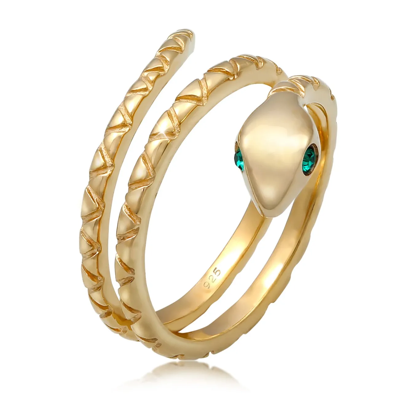 Elli "Pinky Ring Schlange | Kristall (Grün)< Ringe|Vergoldet