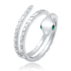 Elli "Pinky Ring Schlange | Kristall (Grün)< Ringe|Vergoldet