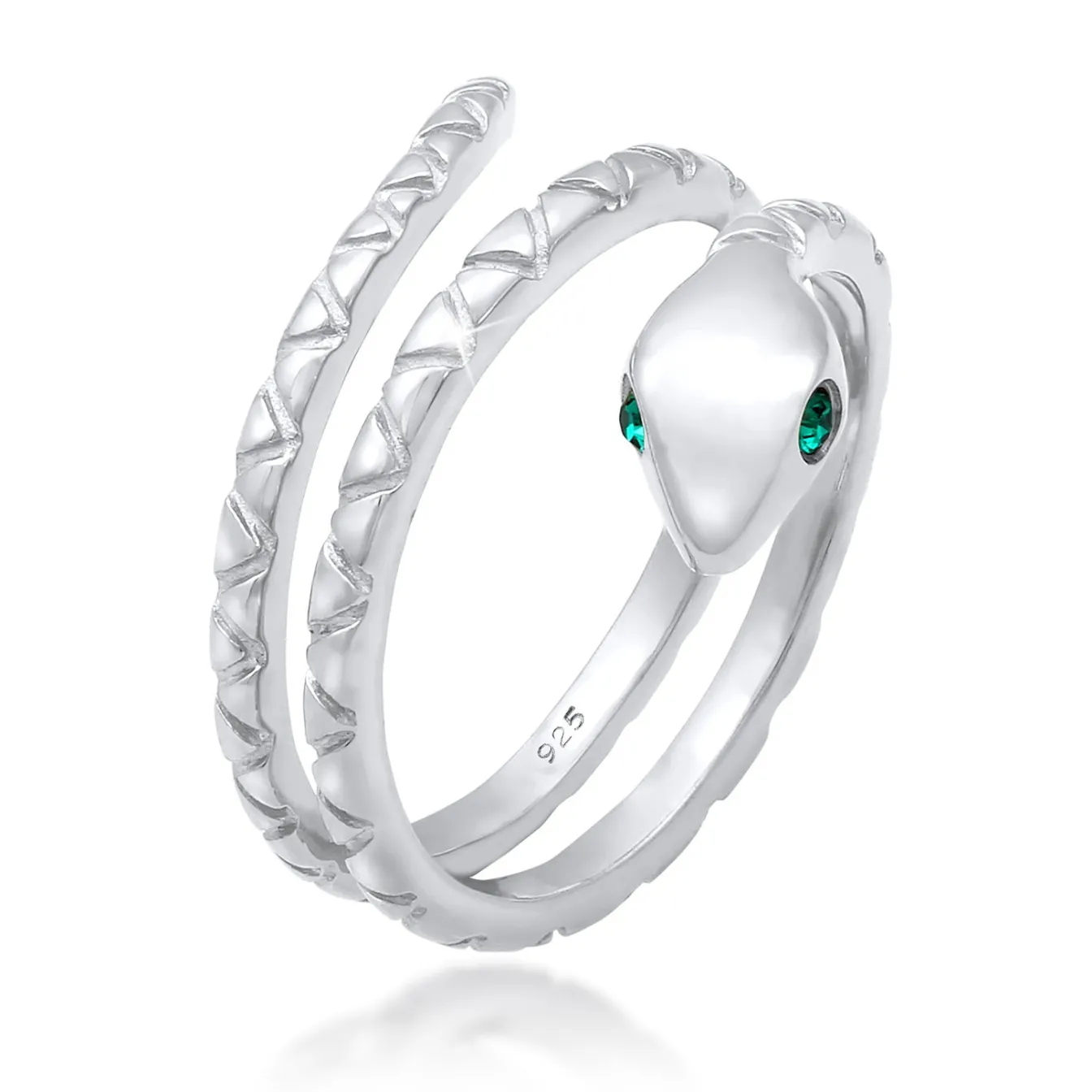 Elli "Pinky Ring Schlange | Kristall (Grün)< Ringe|Vergoldet