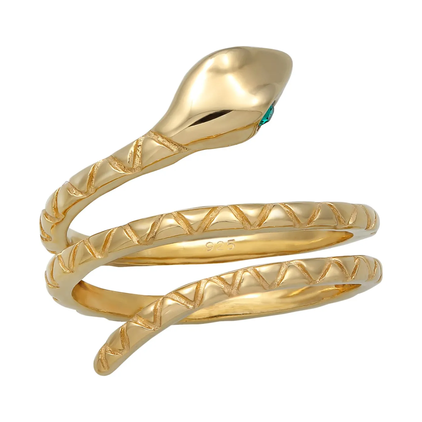 Elli "Pinky Ring Schlange | Kristall (Grün)< Ringe|Vergoldet