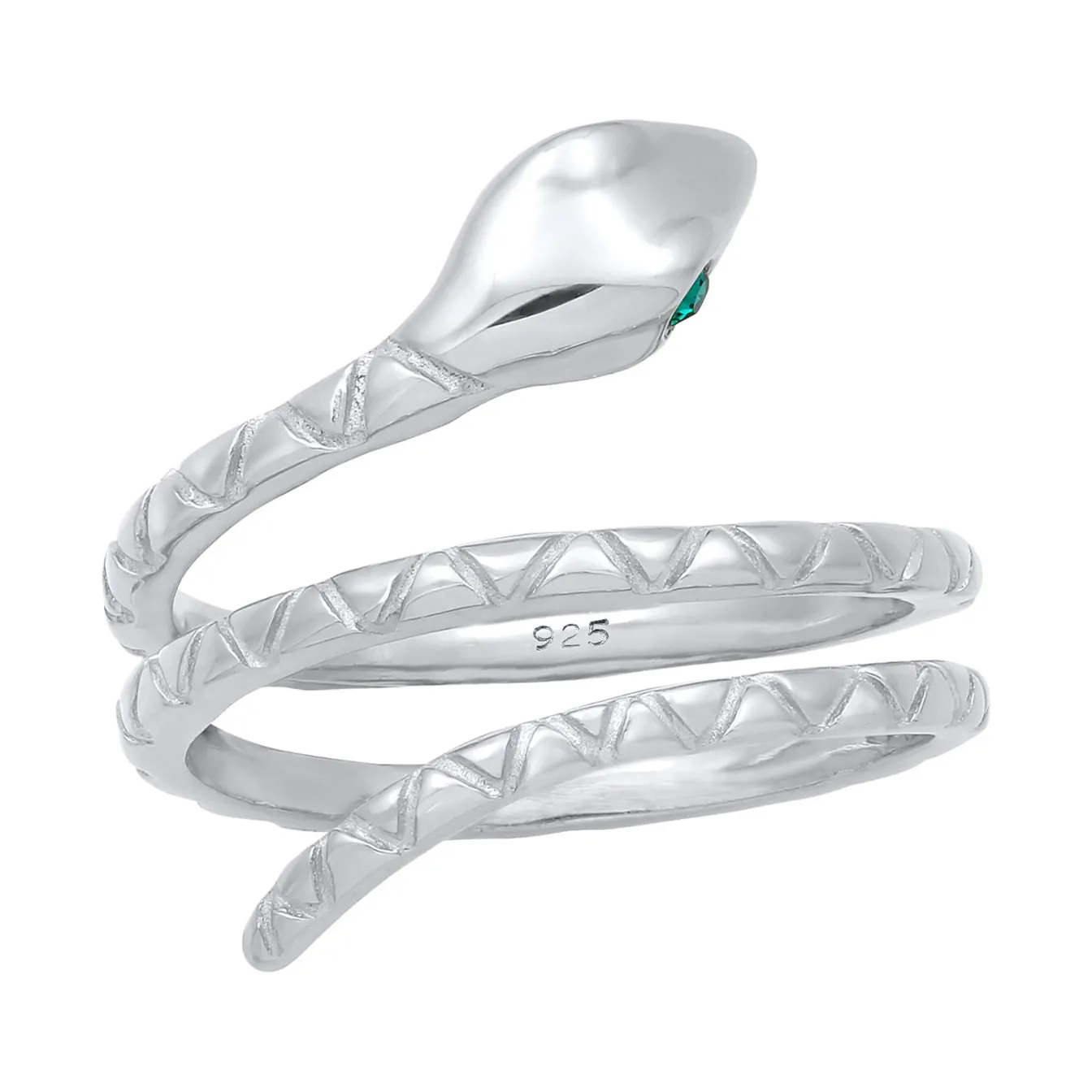 Elli "Pinky Ring Schlange | Kristall (Grün)< Ringe|Vergoldet