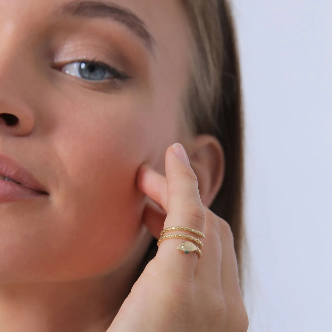 Elli "Pinky Ring Schlange | Kristall (Grün)< Ringe|Vergoldet
