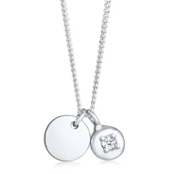 Elli "Plättchen Diamant Solitär Rund 925< Halsketten|Silber