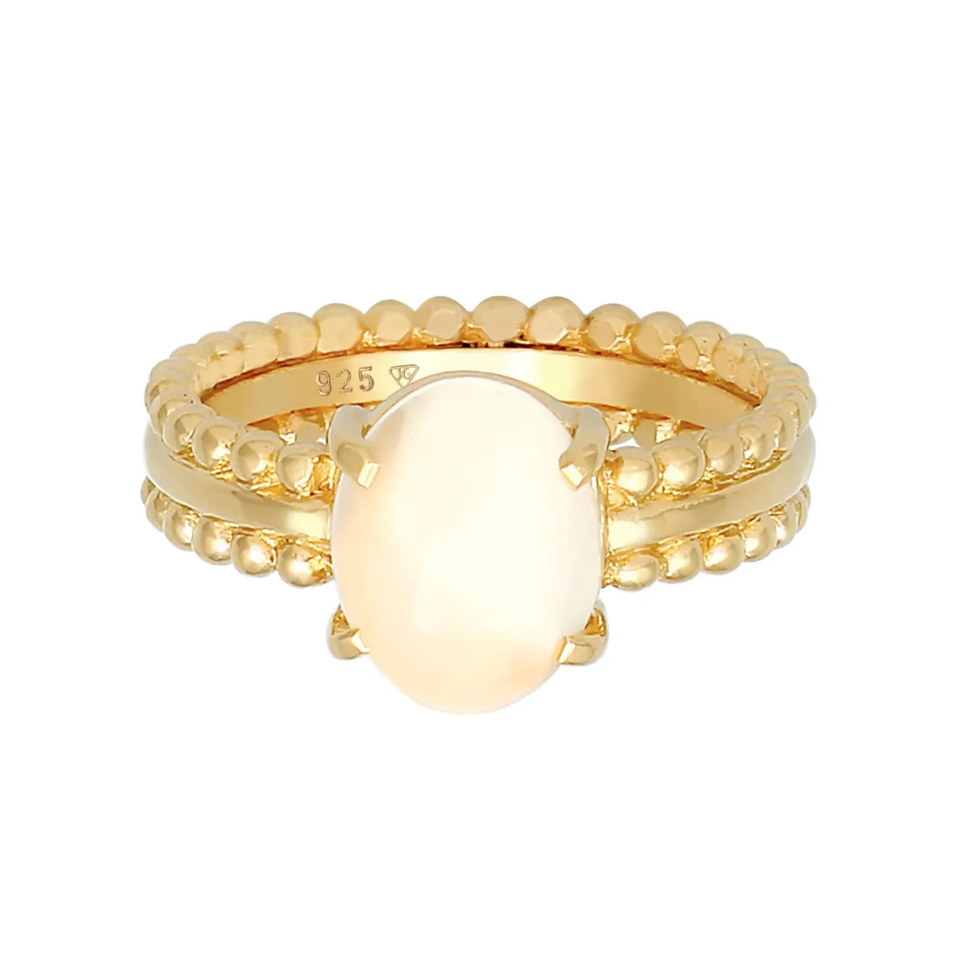 Elli "Ring | Mondstein ( Weiß )< Ringe|Vergoldet