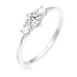 Elli "Ring | Perle, Kristall ( Weiß )< Vergoldet|Hochzeit